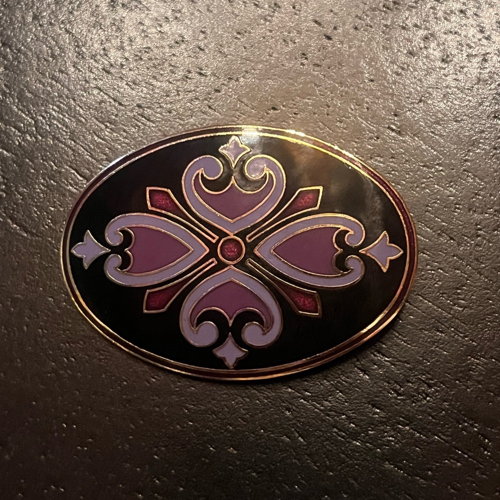 Isle Of Skye, Pink Black and Purple Cloisonné Oval Brooch